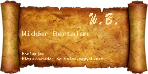 Widder Bertalan névjegykártya